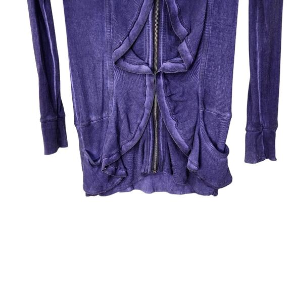 Yest Acubi Hippie Eclectic Mori Girl Lagenlook Purple Ruffled Hoodie Size Small - Picture 4 of 10